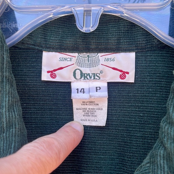 Vintage Orvis 14 P Green Dress Corduroy Long Sleeve ShirtDress Shirt USA Cotton - Picture 5 of 14